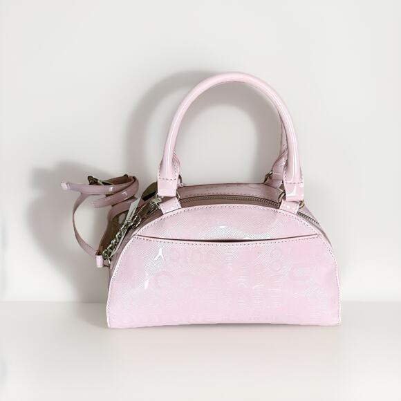 JUICY COUTURE PINK Convertible SATCHEL BOWLER XBODY Rhinestone Silver BOWS Y2K - Picture 4 of 16
